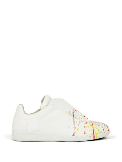 Maison Margiela Low Top Sneakers Paint Splatter Design In White