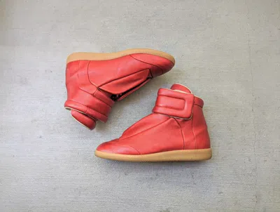 Pre-owned Maison Margiela Future Red 10 43 Camel Leather High Tops Shoes