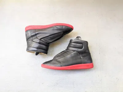 Pre-owned Maison Margiela Future Red Black 10 43 Leather High Tops Shoes