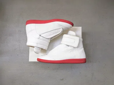 Pre-owned Maison Margiela Future White Red 10 43 Leather High Tops Shoes