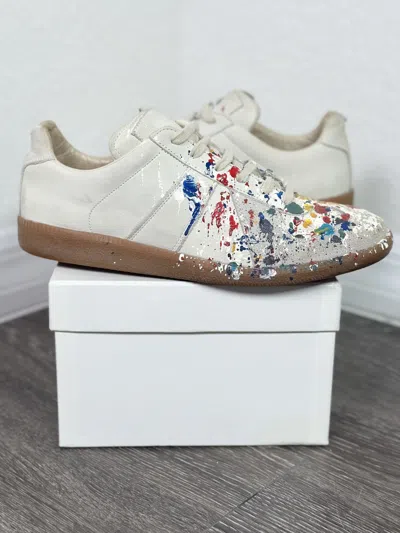 Pre-owned Maison Margiela Gat Low Top Replica Sneaker Paint Splatter In White