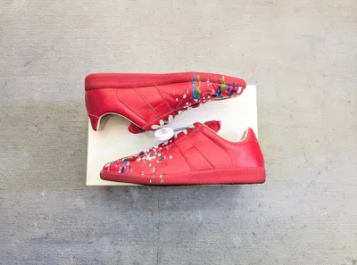 Pre-owned Maison Margiela Gat Paint Splatter Red 11 44 Low Tops Shoes In Multicolor