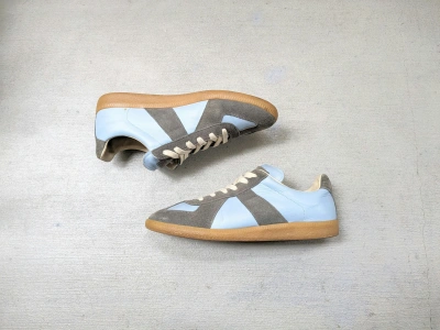 Pre-owned Maison Margiela Gat Replica 9 42 Blue Gray Leather Suede Shoes In Light Blue