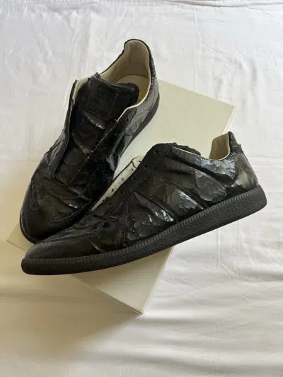 Pre-owned Maison Margiela Gat Replica Black Cracked Leather 11 44 Shoes