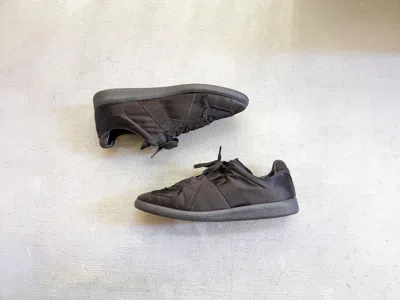 Pre-owned Maison Margiela Gat Replica Black Satin 12 45 Leather Lows Shoes