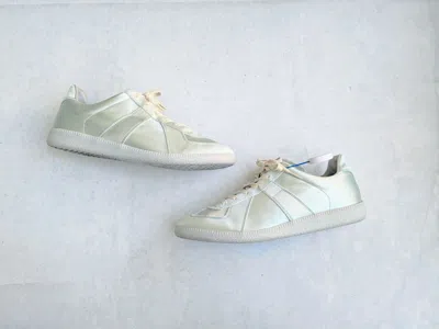 Pre-owned Maison Margiela Gat Replica Blue Satin 9 42 Low Leather Shoes
