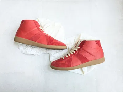 Pre-owned Maison Margiela Gat Replica Red 10 43 Suede Leather High Shoes