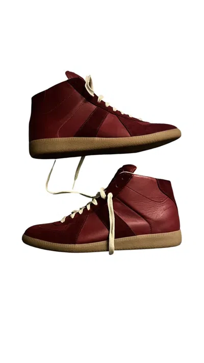 Pre-owned Maison Margiela Gat Replica Red 10 43 Suede Leather High Shoes