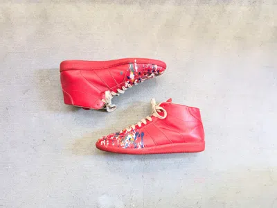Pre-owned Maison Margiela Gat Replica Red Paint Splatter 9 42 Leather Shoes In Multicolor