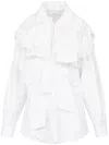 Maison Margiela Drop-shoulder Gathered Poplin Shirt In 白色