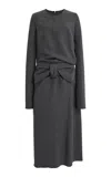 Maison Margiela Gathered Wool-cotton Midi Dress In Grey
