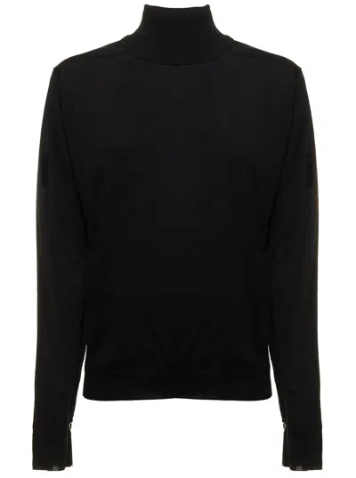 Maison Margiela Black Turtle Neck With Contrasting Stitching Detail In Wool Woman