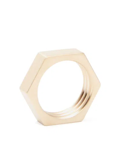 Maison Margiela Geometric Brushed Ring In Gold