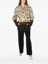 Maison Margiela Mm0 Hidden Closure Geometric Patterned Jacket With Belt In Multi