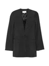 Maison Margiela Anthracite Virgin Wool Jacket With Button In Black