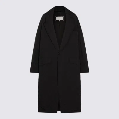 Maison Margiela Long Quilted Down Jacket Front Pockets In Black