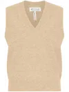 Maison Margiela Knitted V-neck Wool Vest In Brown