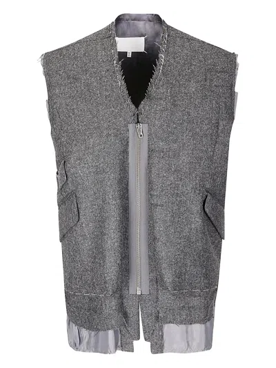 Maison Margiela Gilet Caviar Wool In Gray