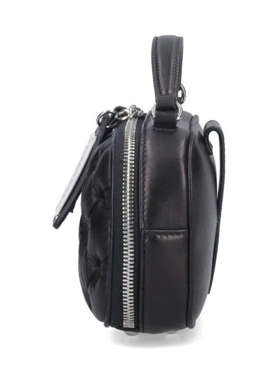 Maison Margiela 'glam Slam' Black Handbag With Logo Plate And Quilted Design