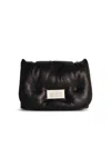Maison Margiela 'glam Slam Small' Black Shoulder Bag With Logo Patch On The Front In Quilted Leather Woman In 黑色的