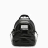MAISON MARGIELA BLACK QUILTED LEATHER BACKPACK FOR MEN WITH LOGO APPLIQUÉ AND DETACHABLE STRAP
