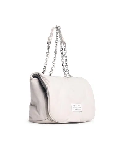 Maison Margiela 'glam Slam' Cream Leather Crossbody Bag In 奶油