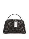 Maison Margiela Quilted Texture Shoulder Bag With Detachable Strap In Black