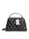 Maison Margiela Quilted Texture Shoulder Bag With Detachable Strap In Black