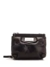 Maison Margiela Puffy Jet-black Leather Bag With Logo Patch And Silver Hardware