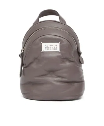 Maison Margiela Glam Slam Leather Backpack In Gray