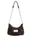 Maison Margiela Quilted Calf Leather Shoulder Bag With Silver Chain Strap In Black