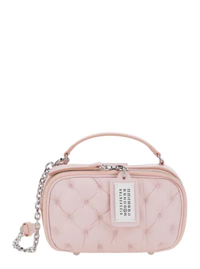 Maison Margiela 'glam Slam' Pink Handbag With Logo Plate And Quilted Design In Leather  Woman