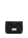 Maison Margiela 'glam Slam Small' Black Shoulder Bag With Logo Patch On The Front In Quilted Leather Woman In Black
