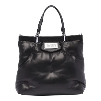 Maison Margiela Glam Slam Small Leather Shopping Bag In Black
