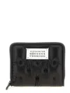 Maison Margiela Quilted Black Leather Zip Wallet With Contrasting Label In Black