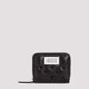 Maison Margiela Quilted Black Leather Zip Wallet With Contrasting Label In Black