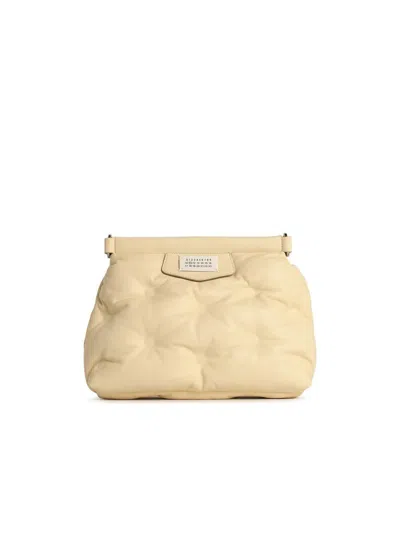 Maison Margiela 'glam' Small Ivory Leather Crossbody Bag In Beige