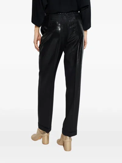 Maison Margiela Glazed-effect Trousers In Black