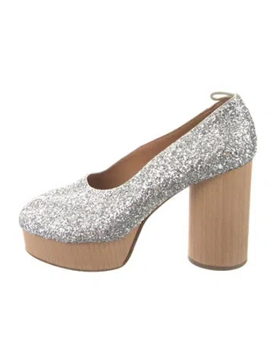 Pre-owned Maison Margiela Glitter Glitter Accents Pumps In Silver