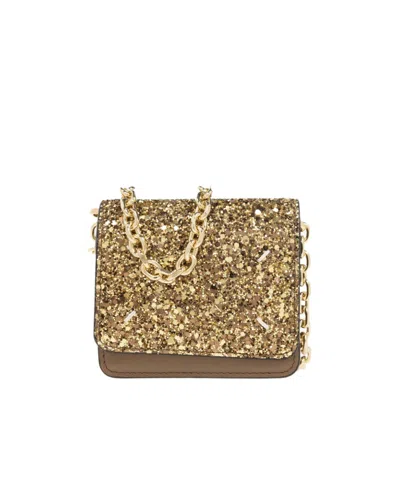 Maison Margiela Glittered Strap Foldover Wallet In Green