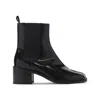 Maison Margiela Glossy Black Split-toe Ankle Boots With Mid-height Block Heel In Black