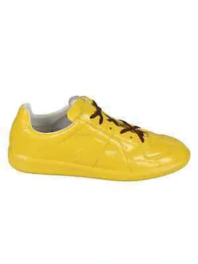 Pre-owned Maison Margiela Glossy Cross-lace Sneakers In Yellow
