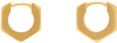 Maison Margiela Gold Bolt & Nut Hoop Earrings In 950 Yellow Gold Plat