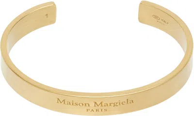 Maison Margiela Gold Logo Cuff Bracelet In 950 Yellow Gold Plat