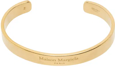 Maison Margiela Gold Logo Cuff Bracelet In 950 Yellow Gold Plat