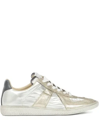 Maison Margiela Gold-tone Paneled Sneakers With Lace-up Fastening In Multi
