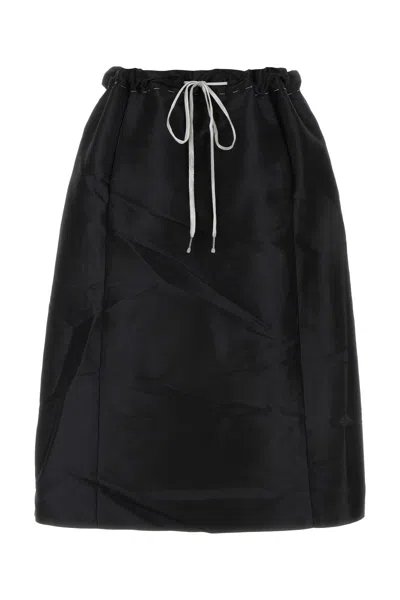 Maison Margiela Moiré-effect Drawstring Skirt In Black