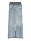 Maison Margiela Light Blue Long Skirt With Front Slit And Five Pocket Design In Denim Woman In Blue