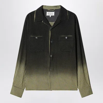 Maison Margiela Gradient Check Viscose Shirt In Yellow And Black In Green
