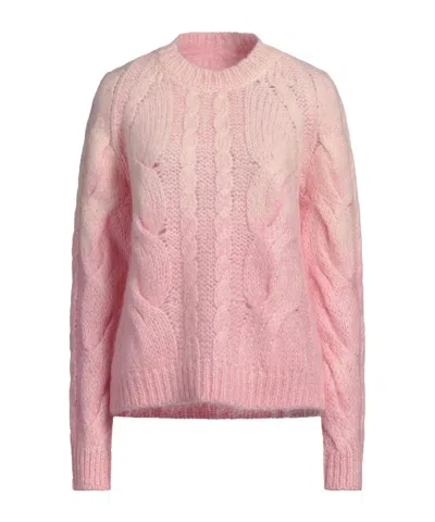 Maison Margiela Gradient Crew-neck Cable-knit Sweater In Pink